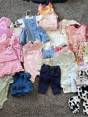 Mixed Baby Girl Clothes Bundle - Pink, Blue, White